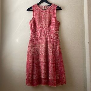 New BCBG Floral Lace Dress In Red